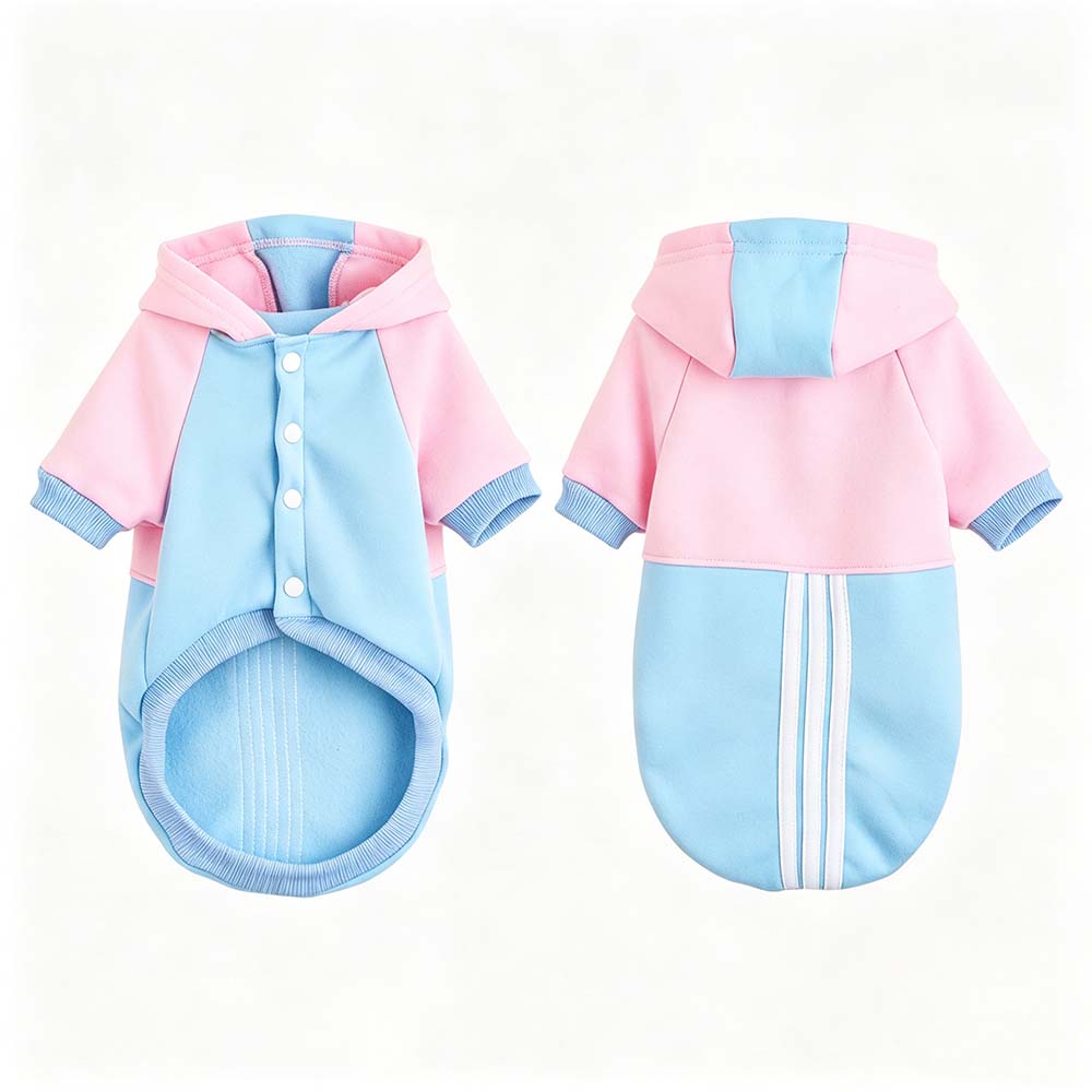 Personalized Hand Embroidered Color-blocked Hooded Pet Sweatshirt | BKPet577