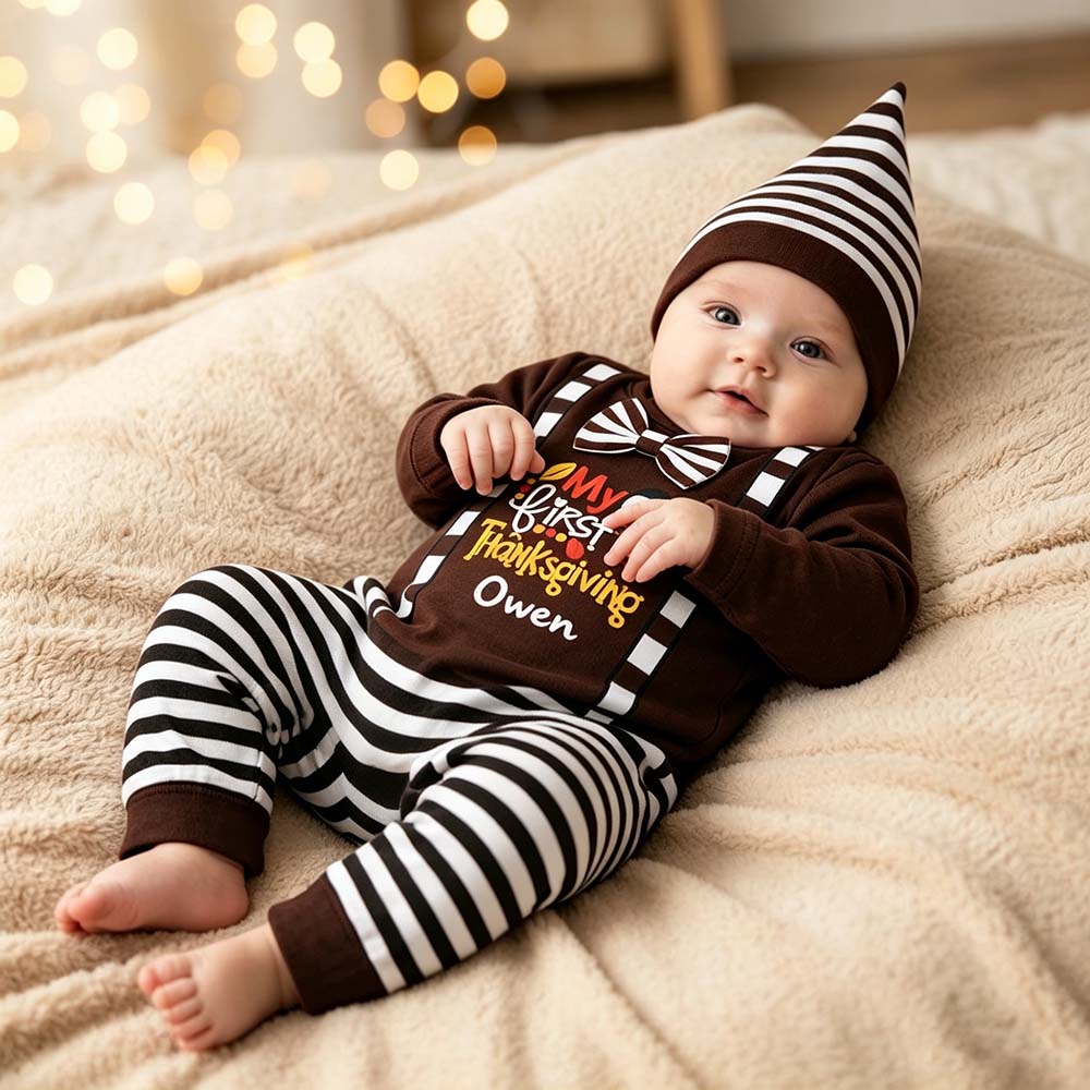 Personalized Baby My First Thanksgiving Outfit Set | CWThanks12