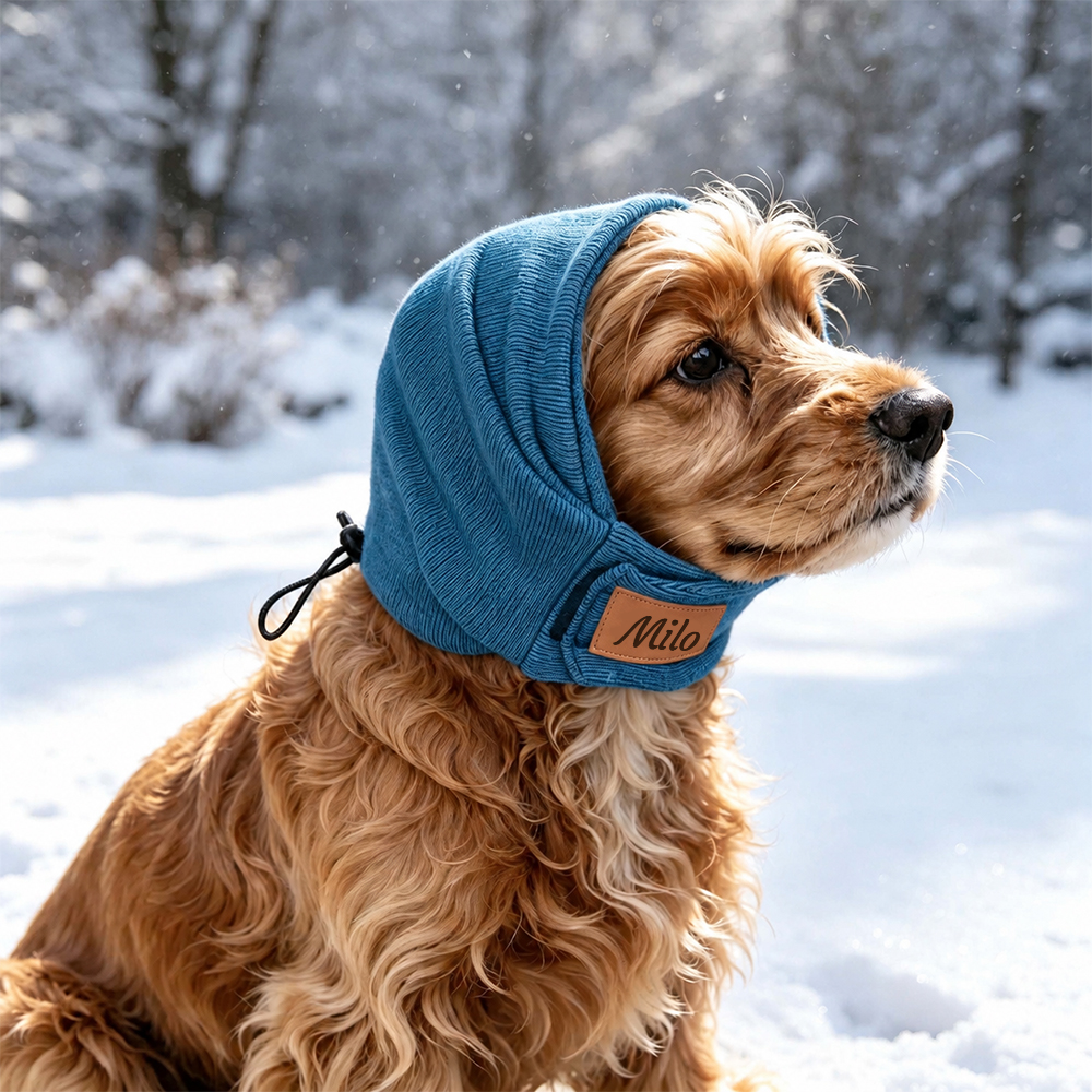 Personalized Dog Ear Cover Snood with Leather Patch | MNAccs123