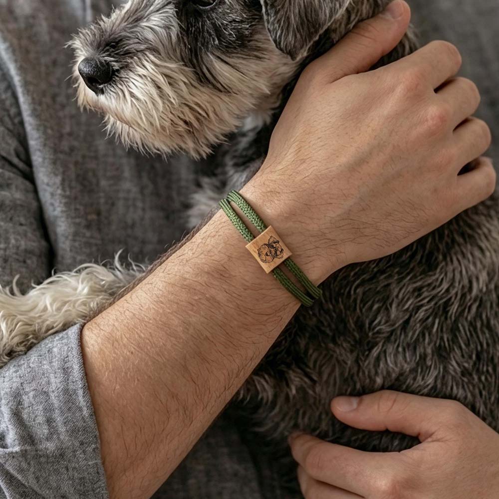 Personalized Engraved Pet Portrait Wooden Bracelet | MNMemo27