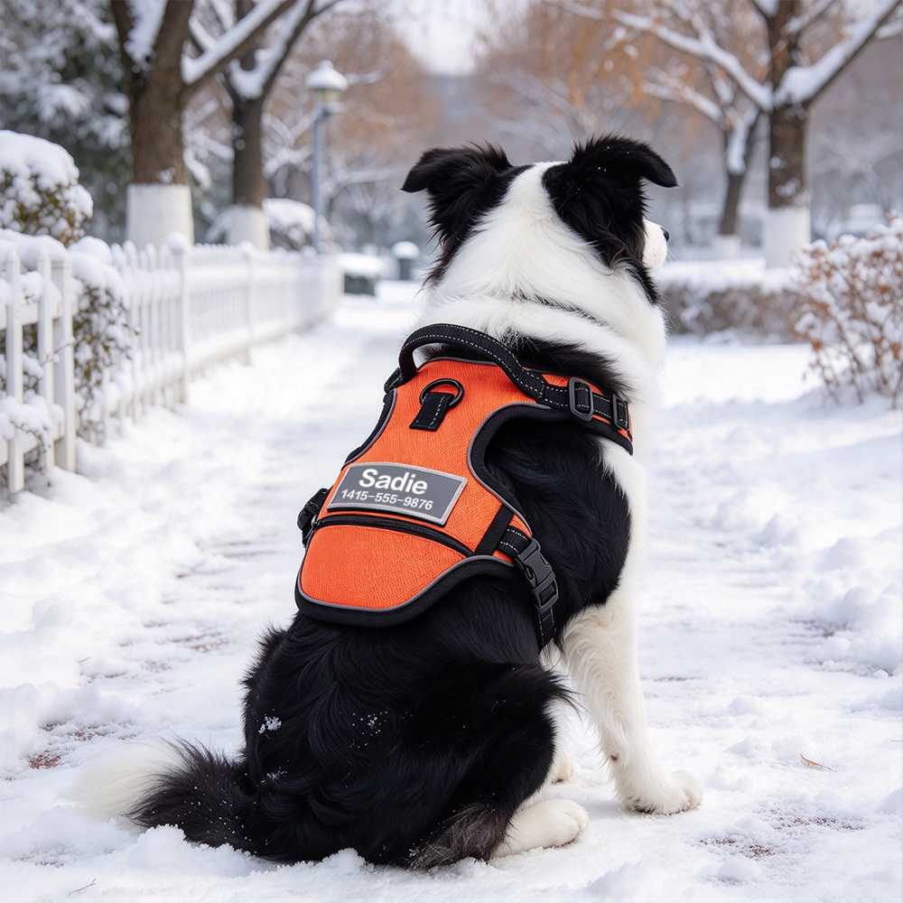 Personalized Pet Reflective Safety ID Tag Chest Harness  | BKPet611