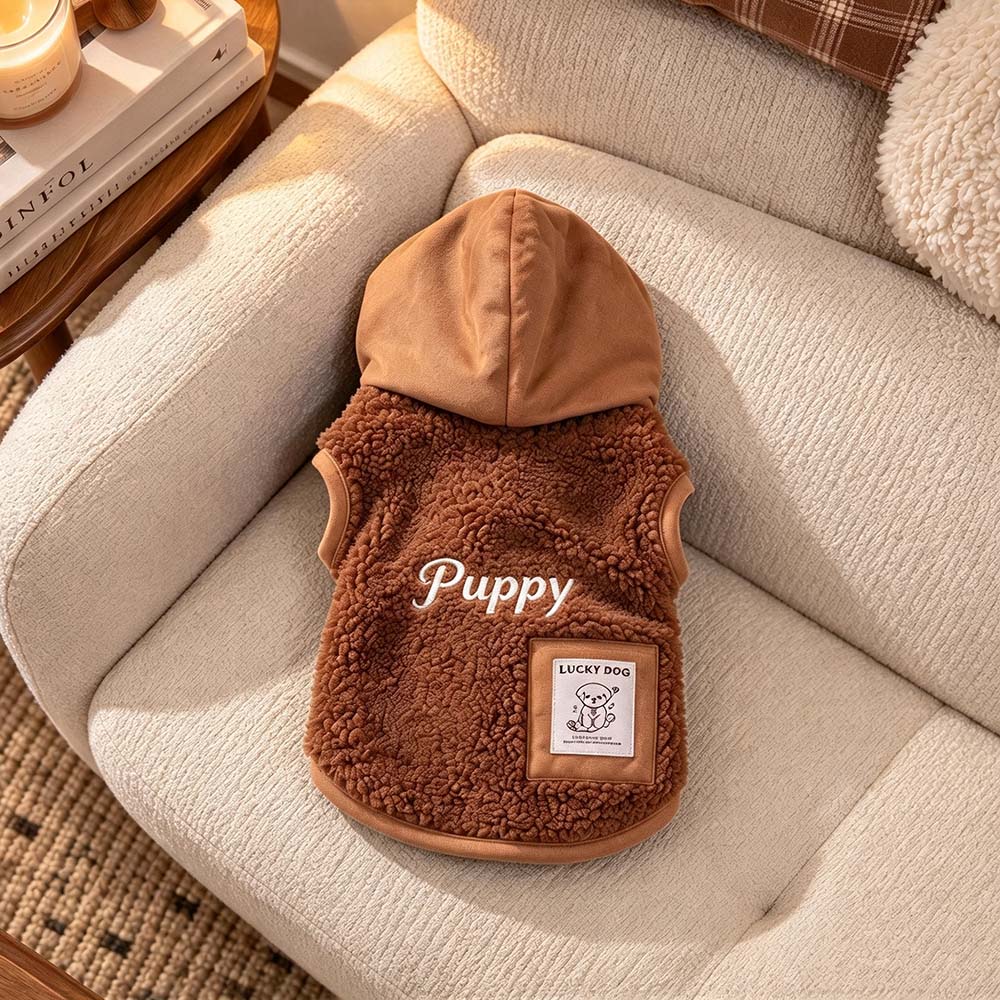 Personalized Embroidered Pets Winter Warm Fleece Hoodie | BKPet618