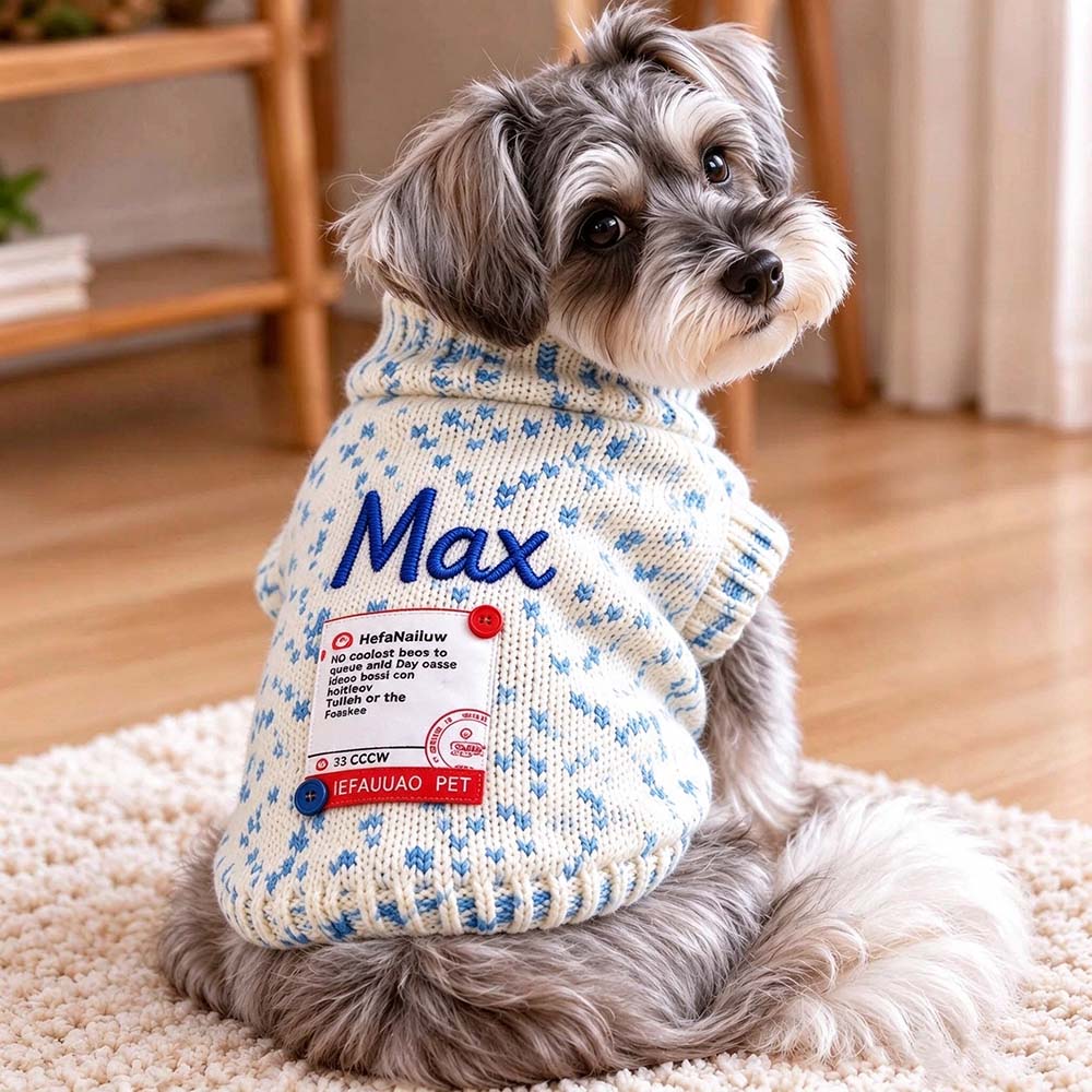 Personalized Embroidered Pets Blue Polka Dot Sweater | BKPet654