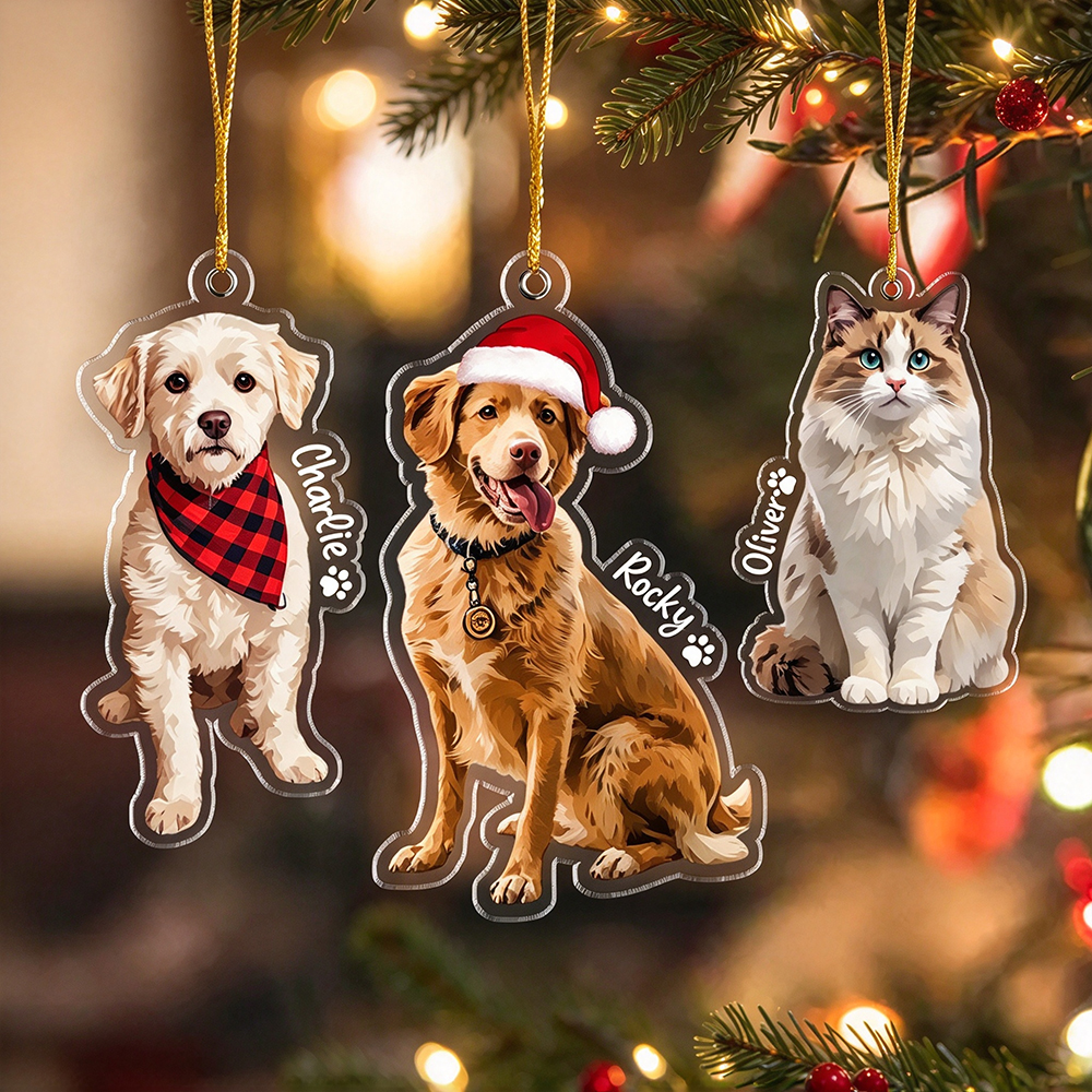 Personalized Pets Adorable Christmas Tree Photo Ornament | MNGift47