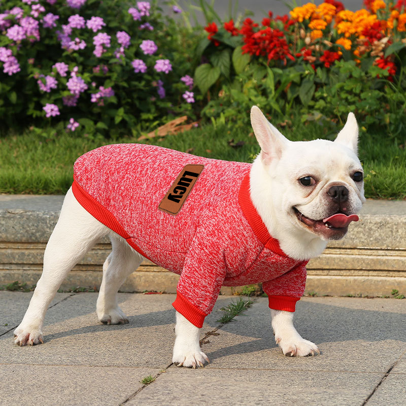 Personalized Leather Patch Pets Color Sweater | BKPet57