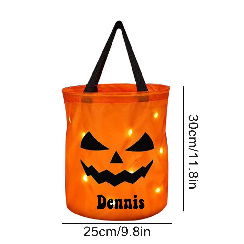 Personalized Halloween LED Light Pumpkin Bucket | MNHalloween07