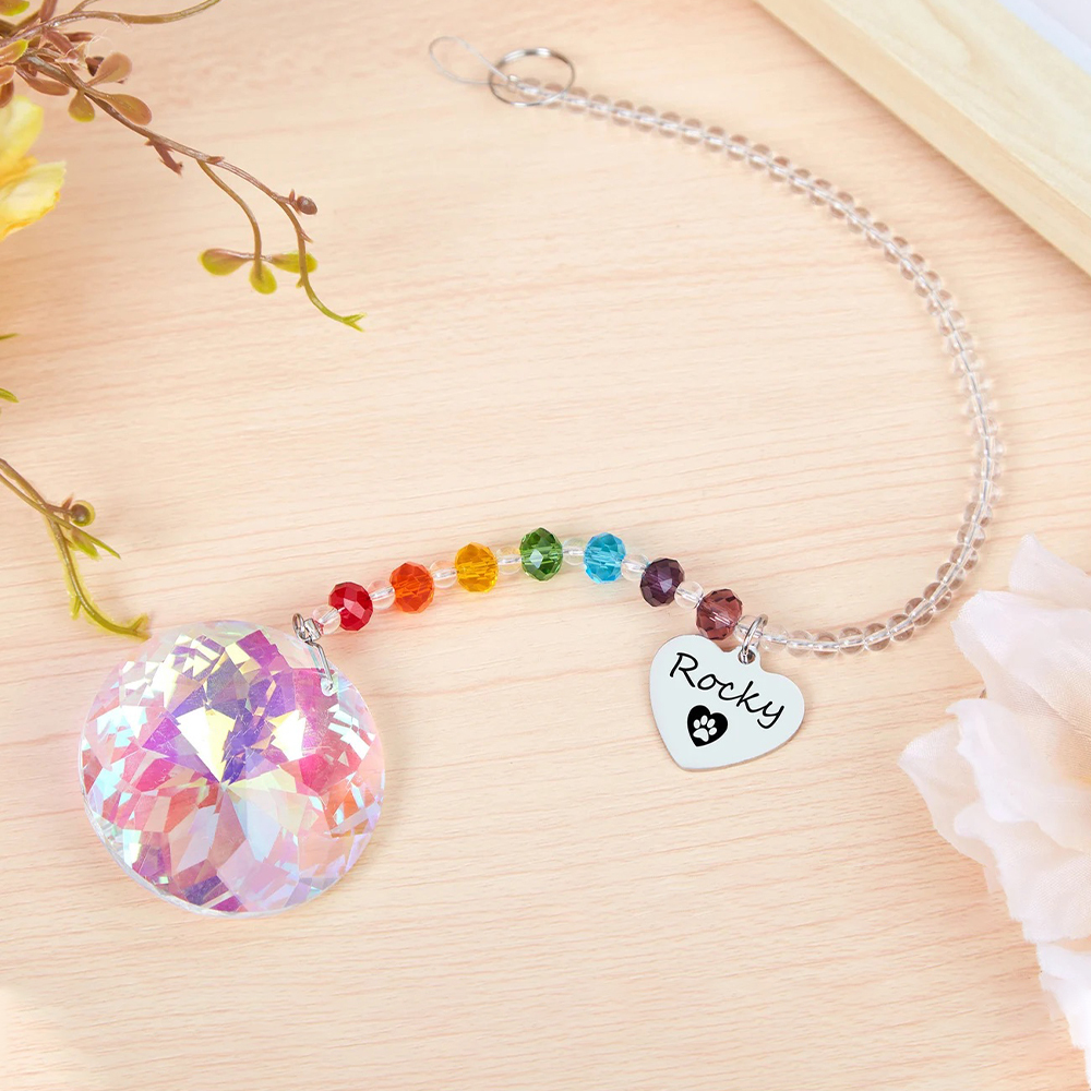 Personalized Pet Memorial Hanging Crystal Prism | BKPet86
