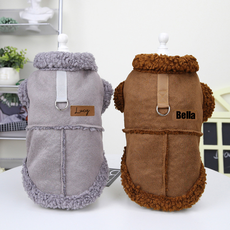 Personalized Leather Patch Pets Warm Jacket | BKPet92