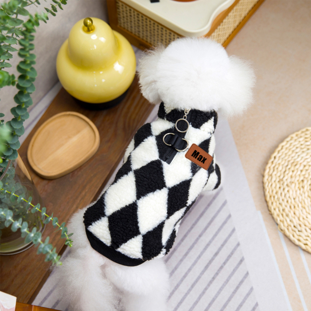 Personalized Leather Patch Pets Diamond Lattice Sweatshirts | BKPet131