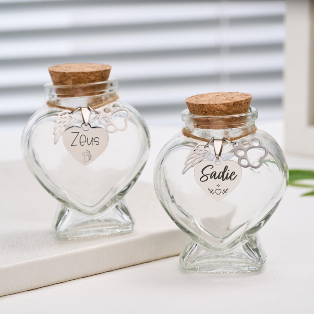 Personalized Pet Hair Heart Memorial Jar | BKPet218