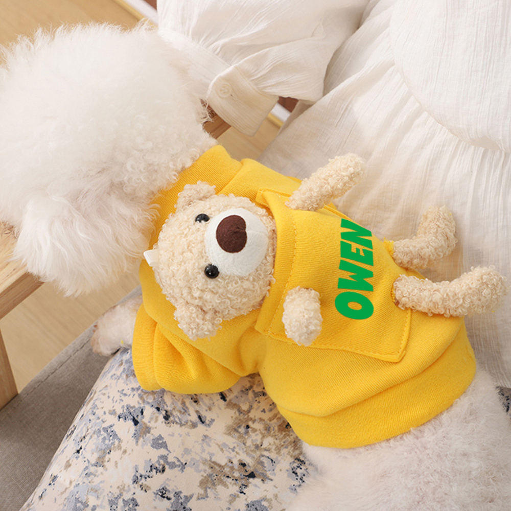 Personalized Pet Lovely Plush Warm Shirt With Bear | BKPet236