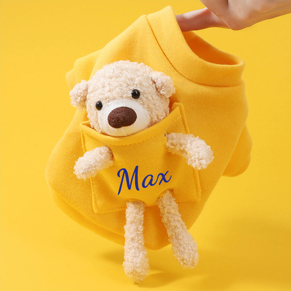 Personalized Pet Lovely Plush Warm Shirt With Bear | BKPet236