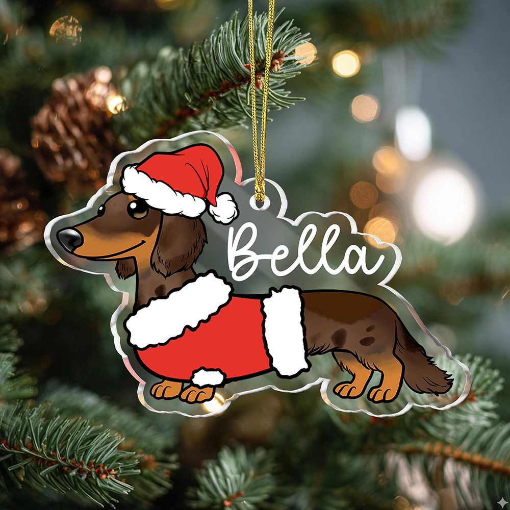 Personalised Acrylic Dachshund Christmas Ornament | MCGift213