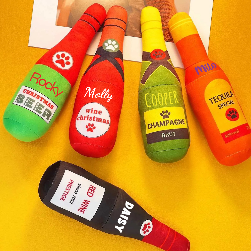 Personalized Pet Durable Wine Bottles Squeaky Toy | BKPet291