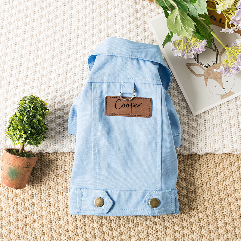 Personalized Leather Patch Pets Color Denim Jacket | BKPet52
