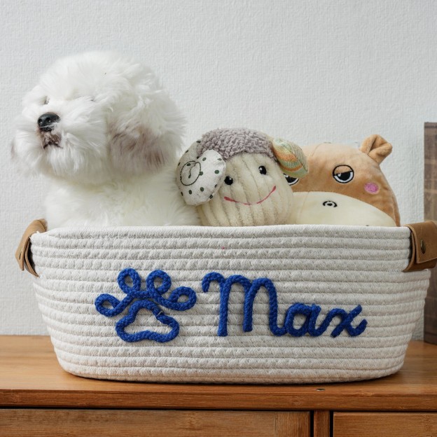 Personalized Knitted Wire Name Cotton Pet Rope Basket | BKPet90