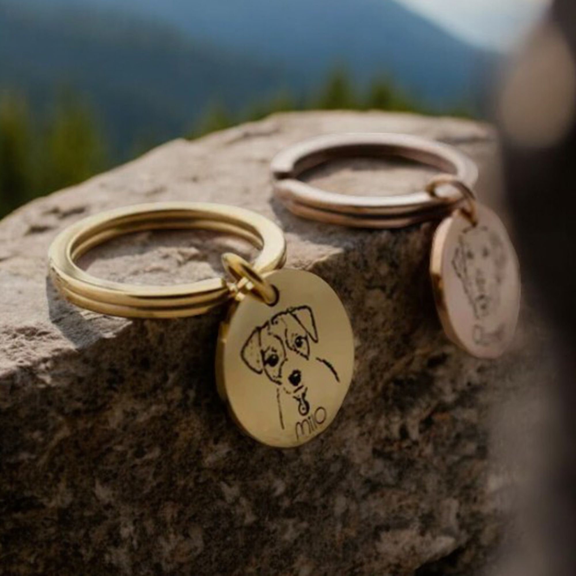 Personalized Engraved Pet Portrait Keychain | BKPet83