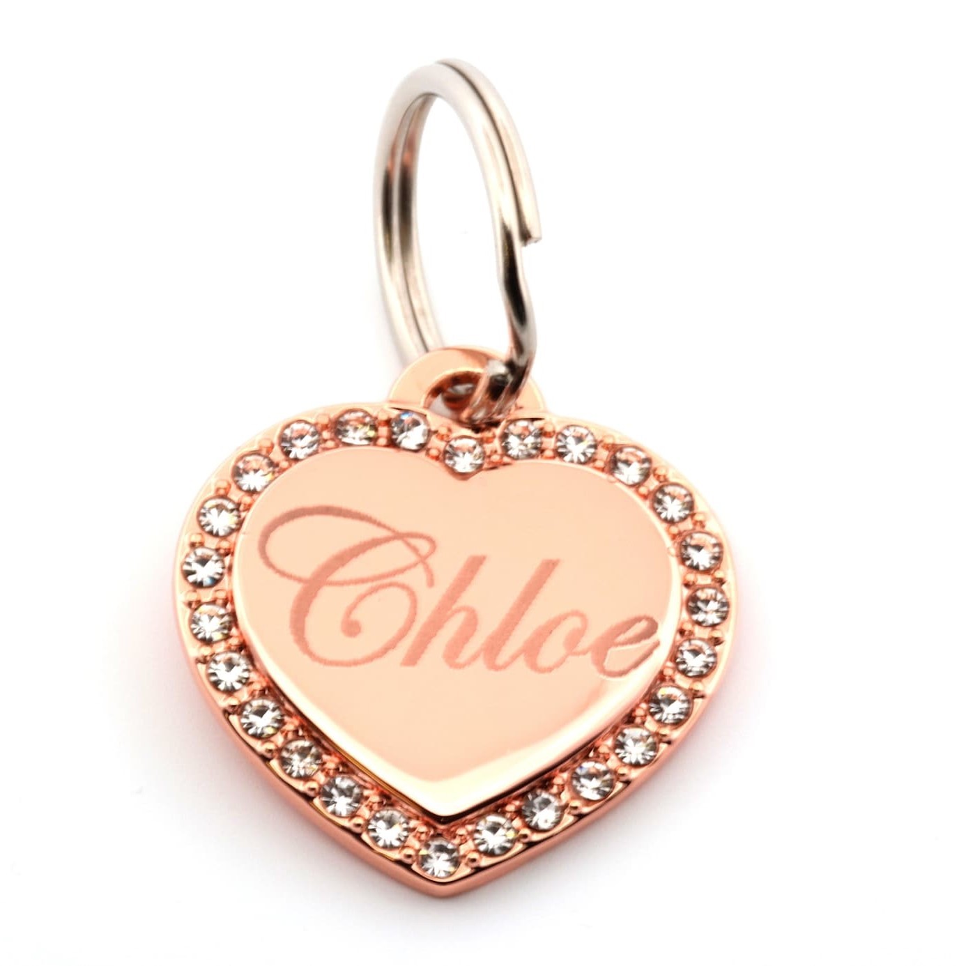 Personalized Heart Shape with Clear Rhinestones Pet Tag | BKPet84