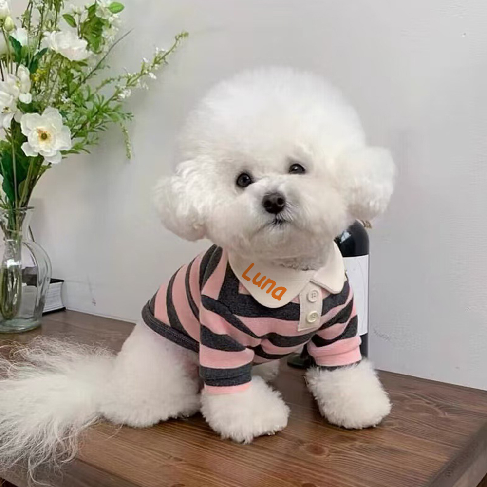 Personalized Pet Striped Polo Shirt | KKPet399