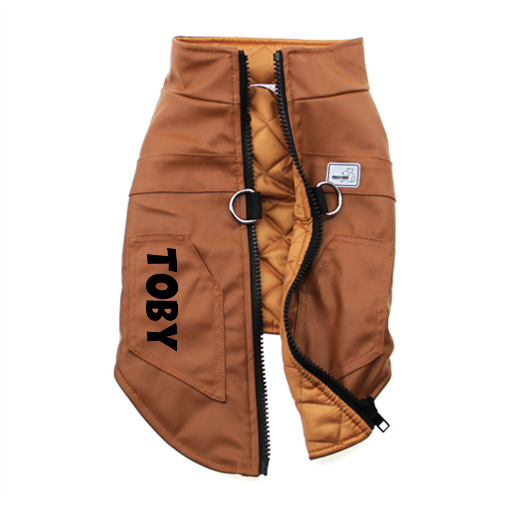 Personalized Pet Winter Warm Windproof Leather Jacket | BKPet361