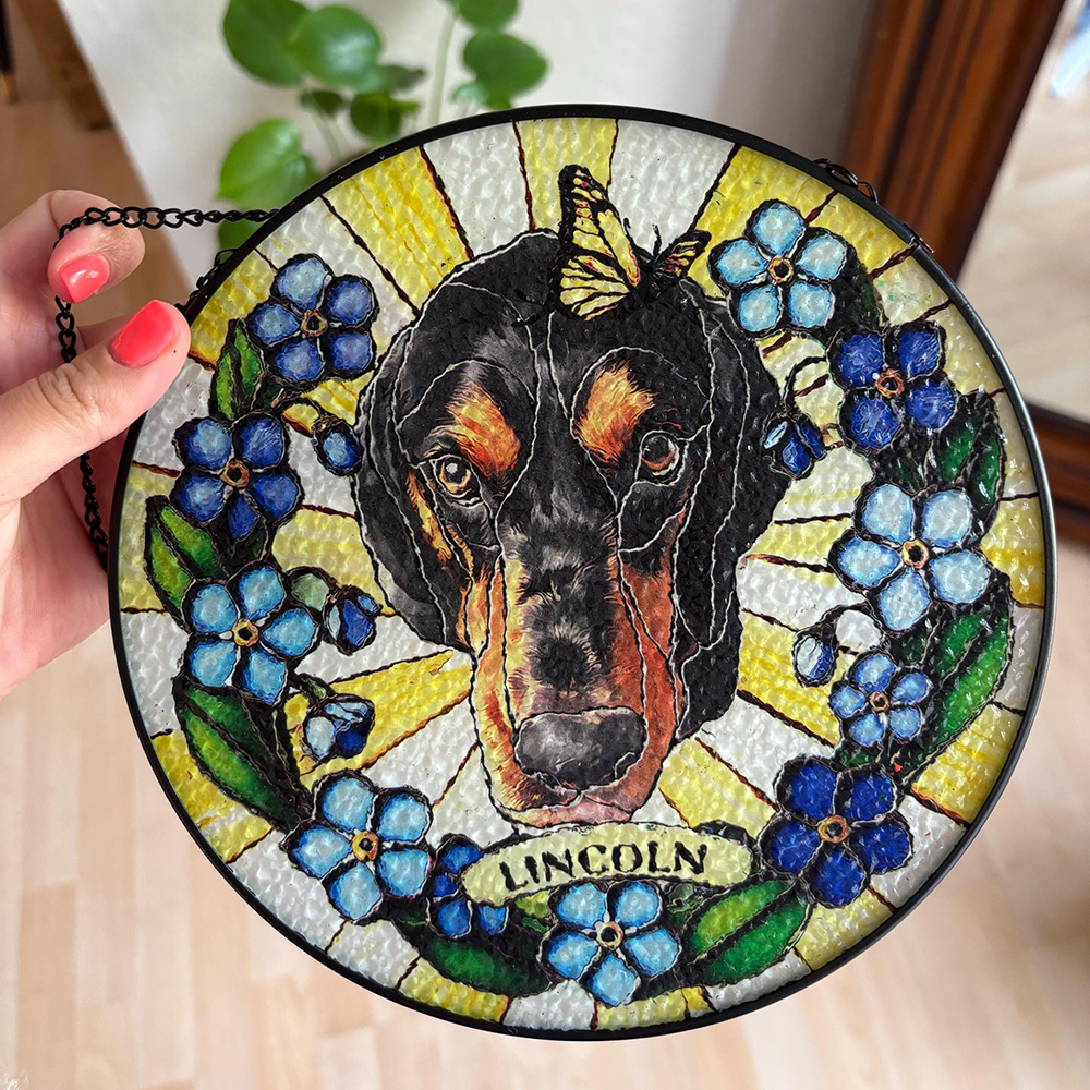Personalized Pet Memorial Pet Portrait Stained Suncatcher | CWGift31