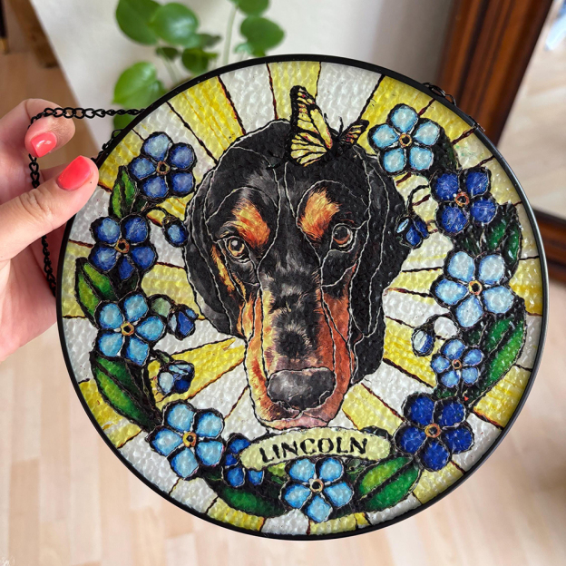 Personalized Pet Memorial Pet Portrait Stained Suncatcher | CWGift31