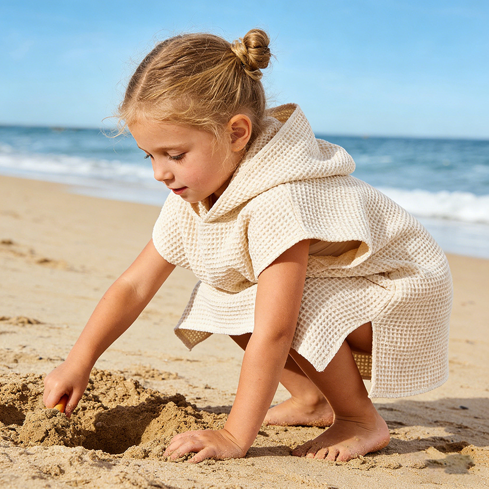 Personalized Embroidery Kids Waffle Beach Towel | MNSummer06