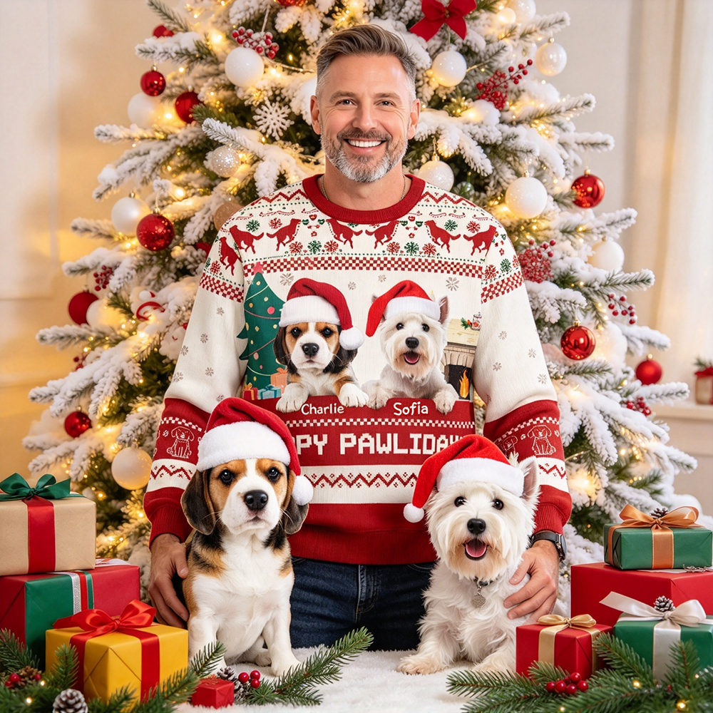 Personalized Christmas Fun Pet Photo Family Sweater | MCCL02