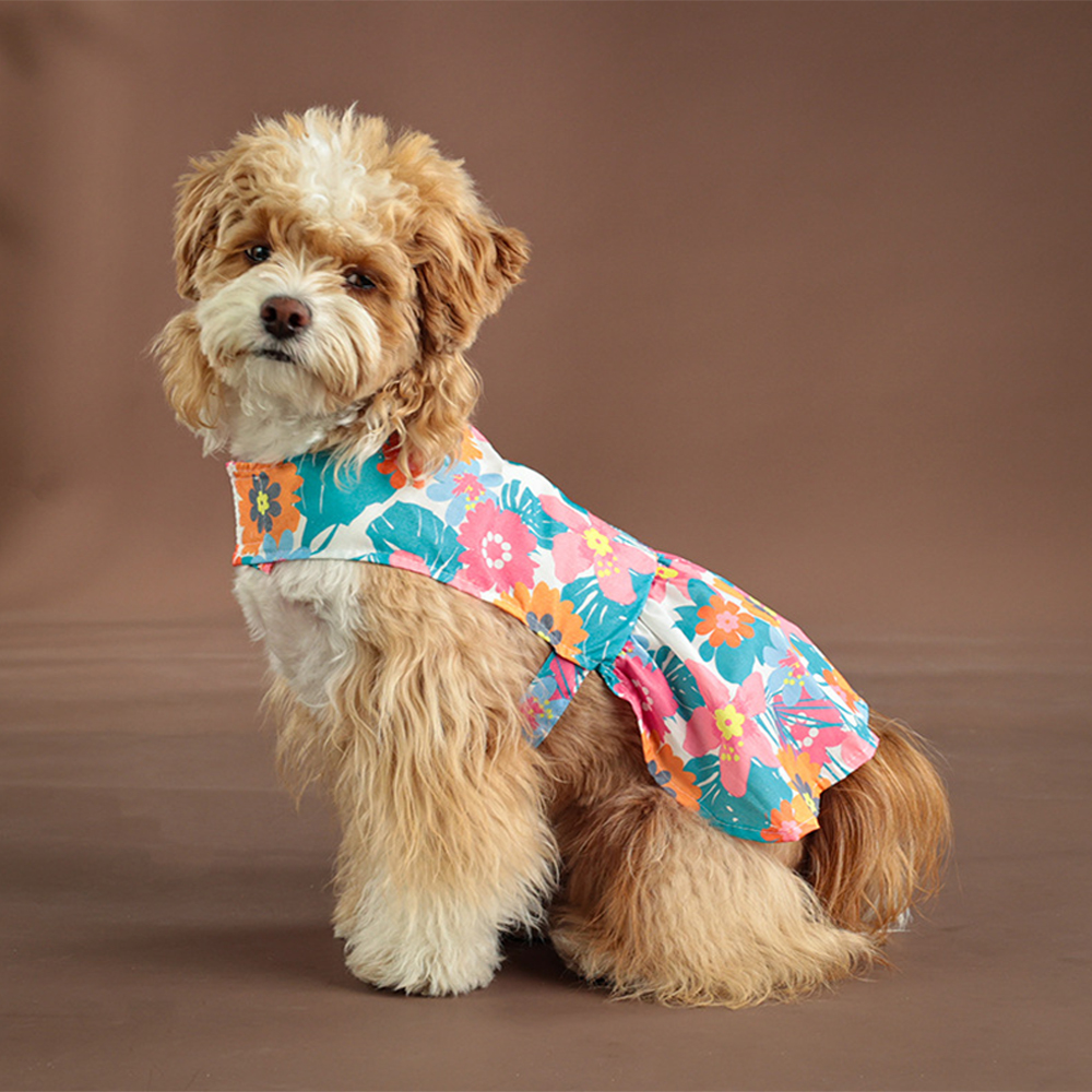 Personalized Leather Patch Hawaiian Pet Shirt/Dress | BKPet458