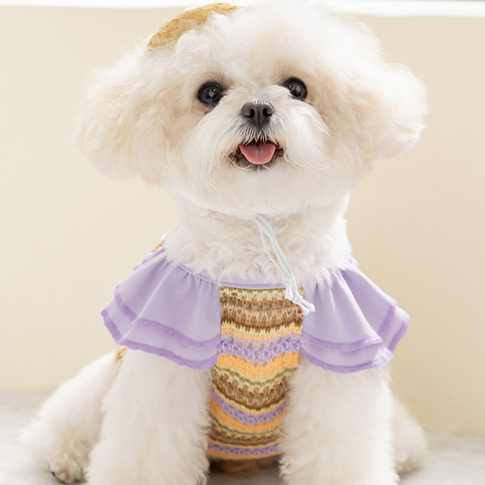 Personalized Colourful Leather Patch Pet Mesh Ruffled Shirt | BKPet467