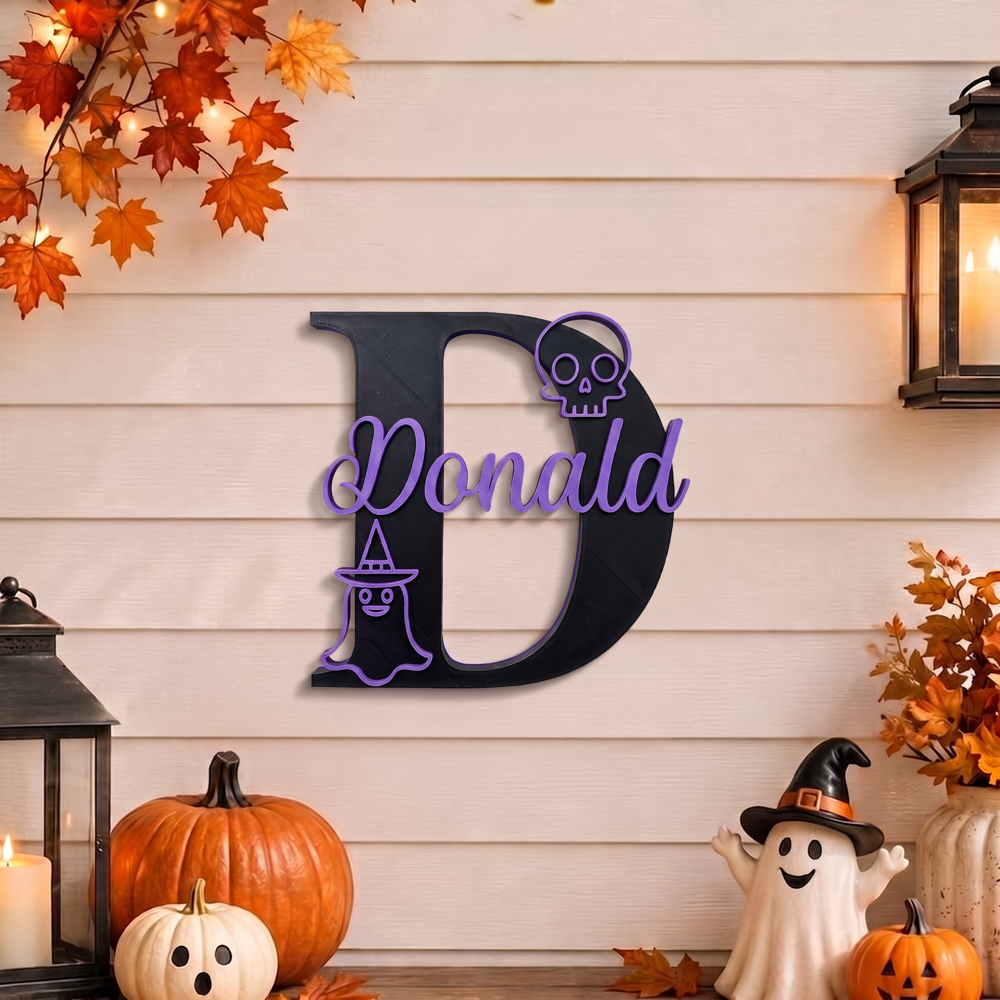 Personalized Halloween Monogram Door Decoration Name Sign | MNHalloween10
