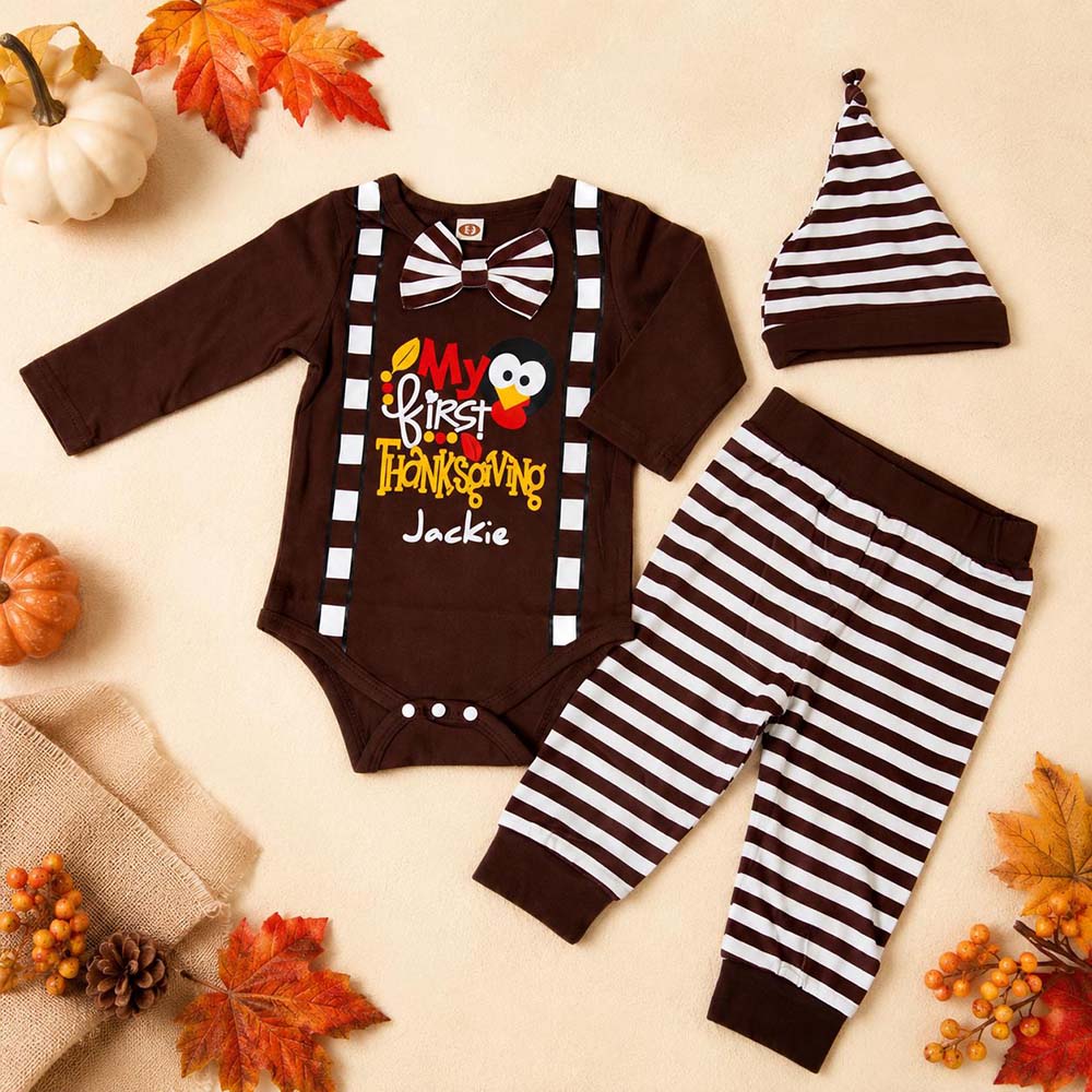 Personalized Baby My First Thanksgiving Outfit Set | CWThanks12