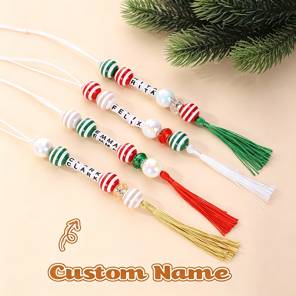 Personalized Beaded Tassel Family Christmas Tree Ornament | MNGift40