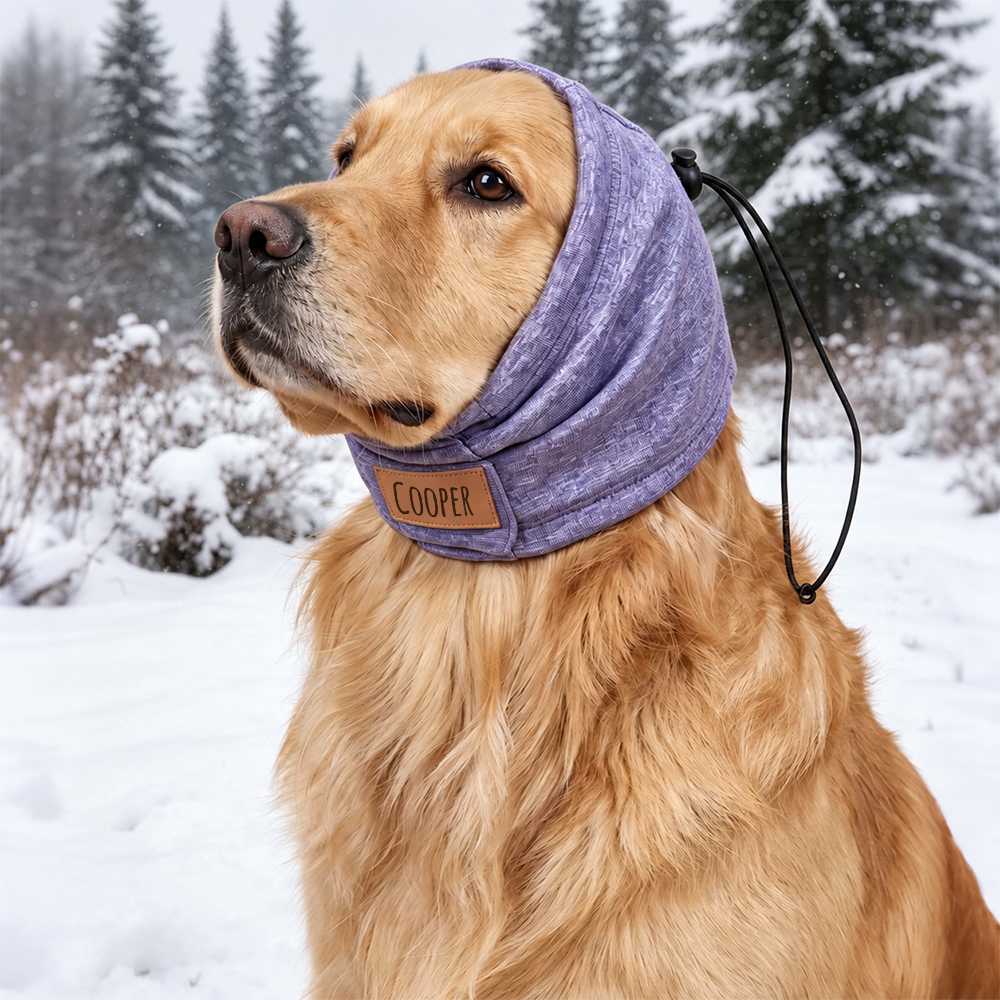Personalized Dog Ear Cover Snood with Leather Patch | MNAccs123