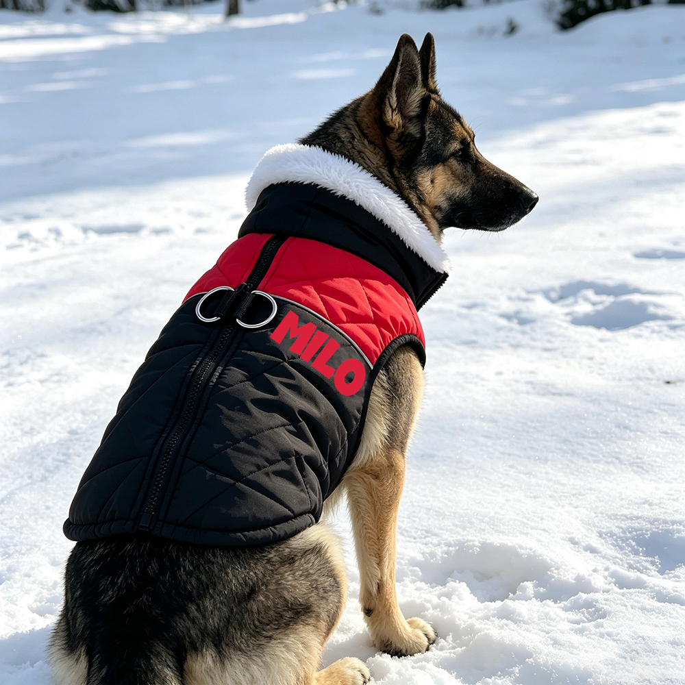 Personalized Winter Pet Fleece-Lined Color-Blocked Vest | BKPet597