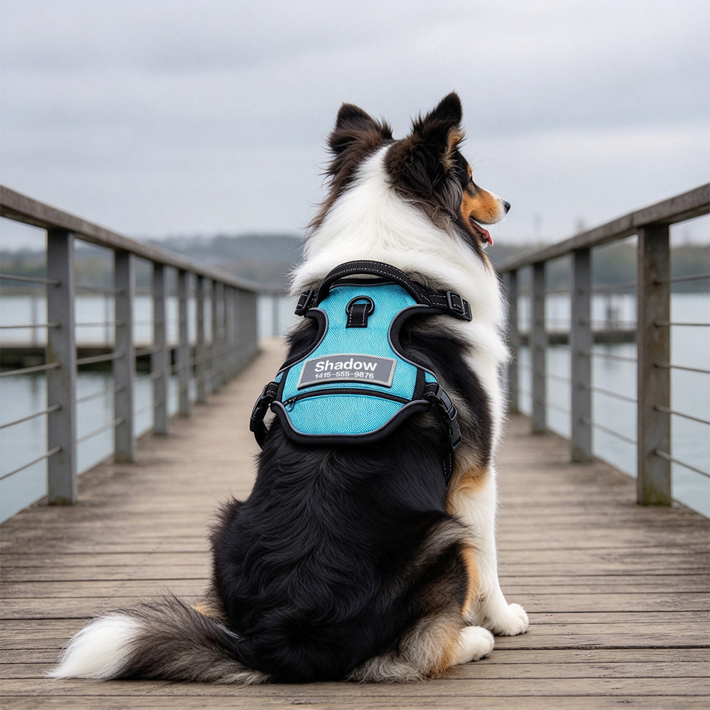 Personalized Pet Reflective Safety ID Tag Chest Harness  | BKPet611