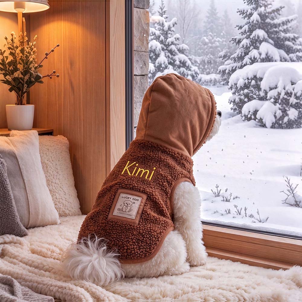Personalized Embroidered Pets Winter Warm Fleece Hoodie | BKPet618