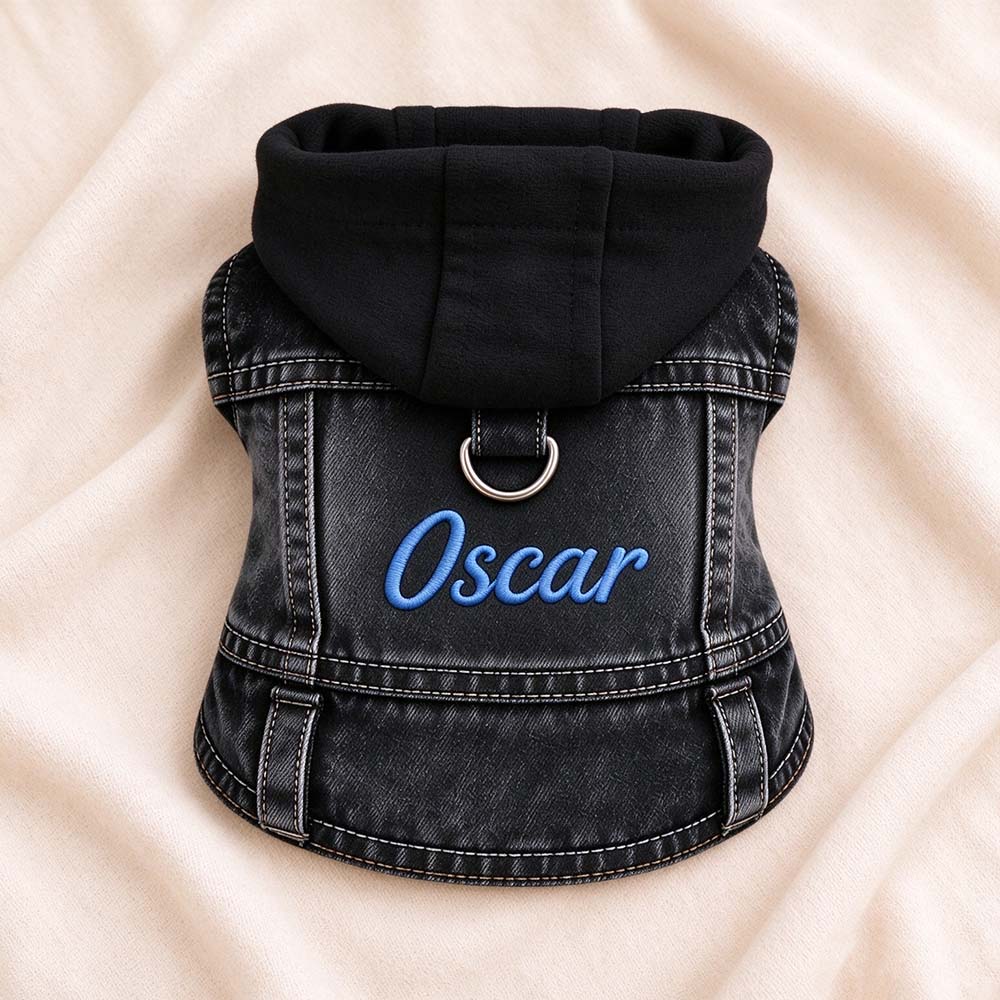 Personalized Embroidered Denim Pets Hoodie Vest | BKPet635
