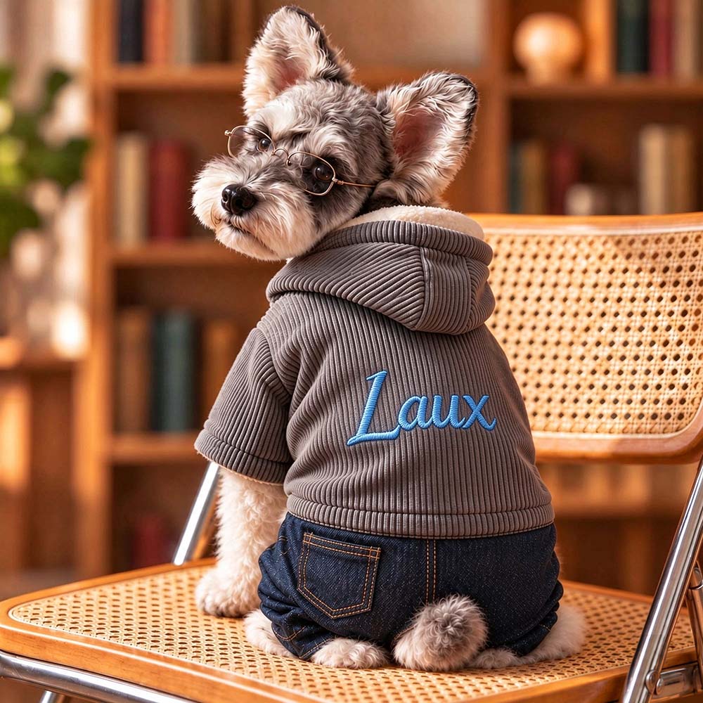 Personalized Embroidered Corduroy Hooded Dog Outfit | BKPet655
