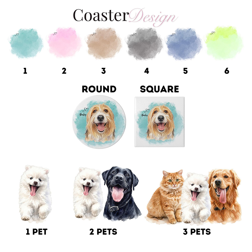 Personalized Pet Memorial Portrait Ceramic Coaster | MNGift45