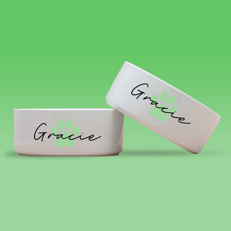 Personalized Pet Paw Print Design Dog Bowl  | BKPet41
