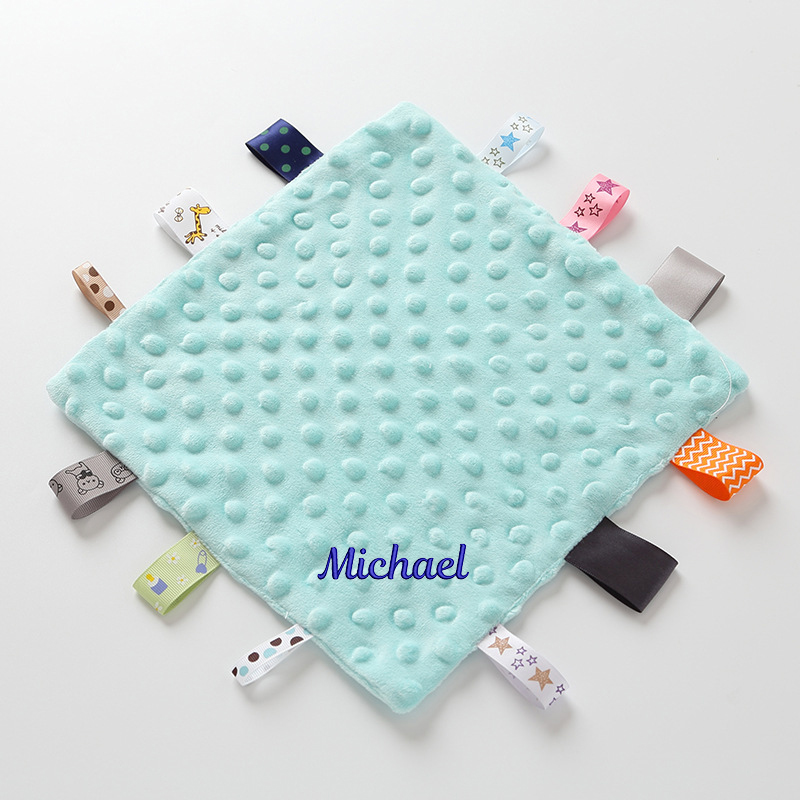 Personalized Baby Embroidery Comforter Ribbon Tag Blanket | MNBaby06