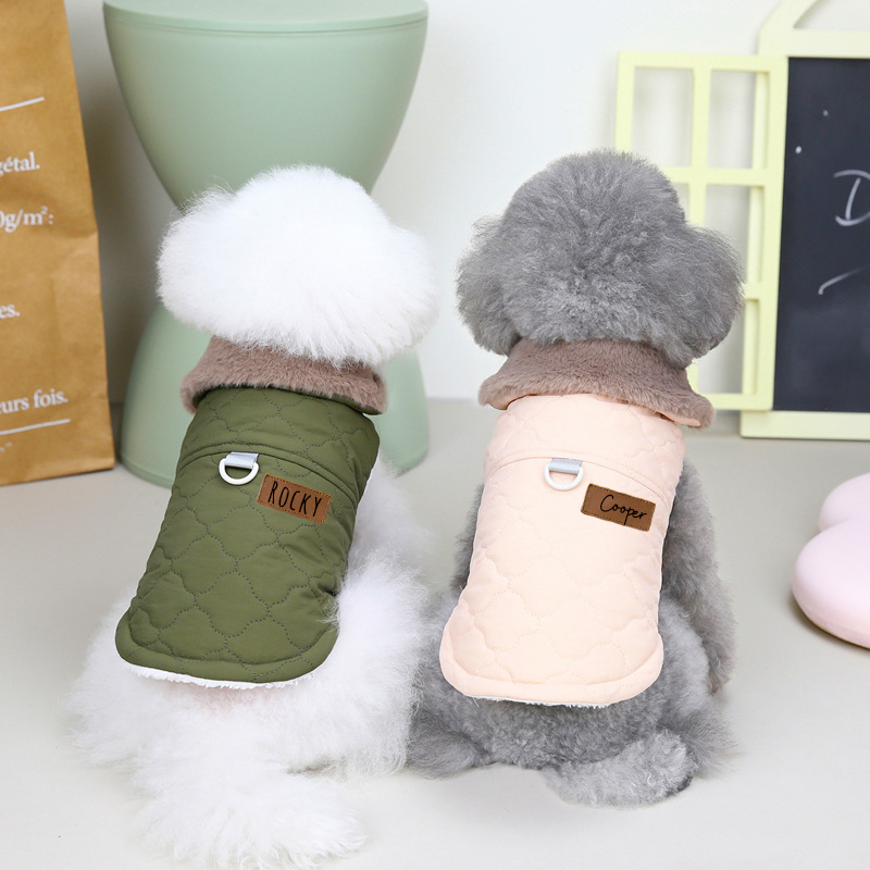 Personalized Leather Patch Pets Warm Jacket | BKPet93