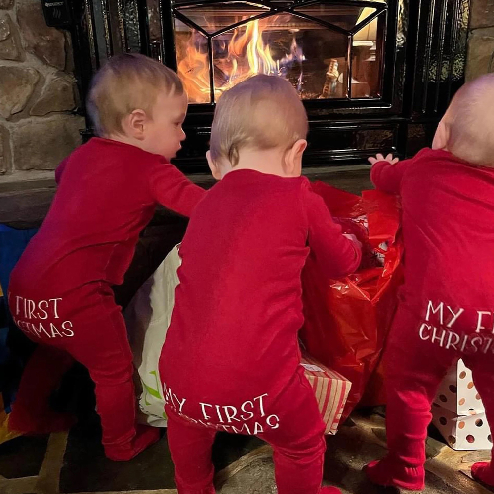 Personalized Baby First Christmas Cozy Soft Long Sleeve Romper | MNBaby05