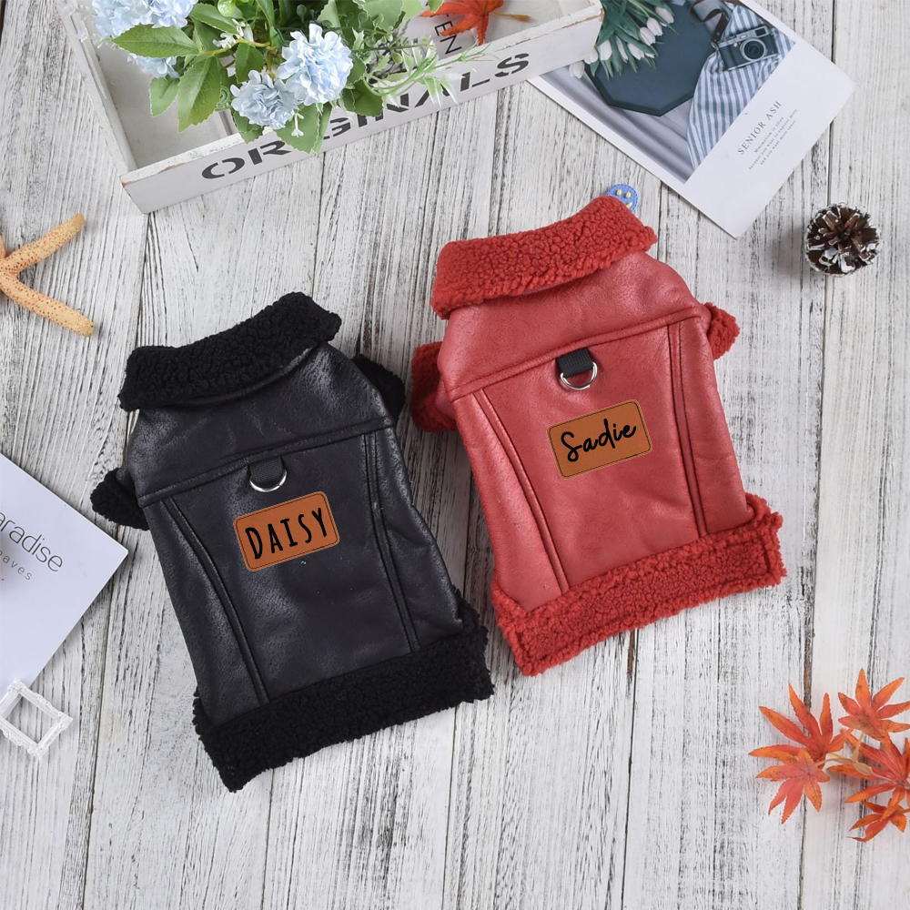 Personalized Leather Patch Pets Sherpa Jacket | BKPet130