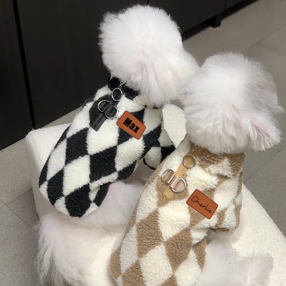 Personalized Leather Patch Pets Diamond Lattice Sweatshirts | BKPet131