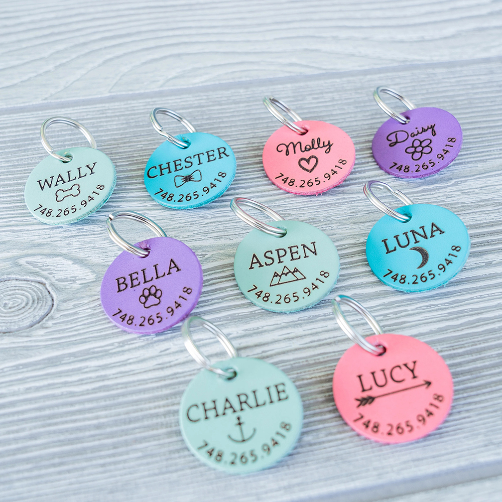 Personalized Handmade Silent Leather Pet ID Tag | BKPet145