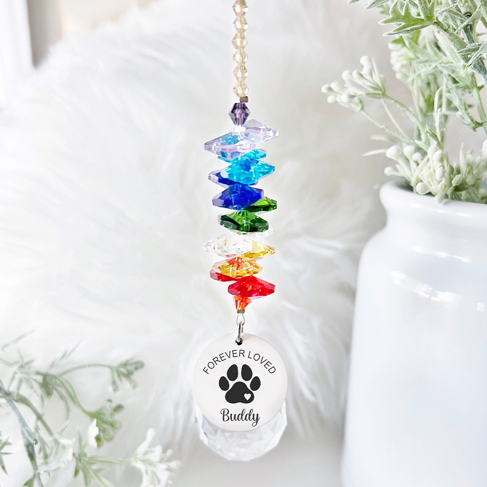 Personalized Pet Memorial Suncatcher Hanging Crystal | BKPet176