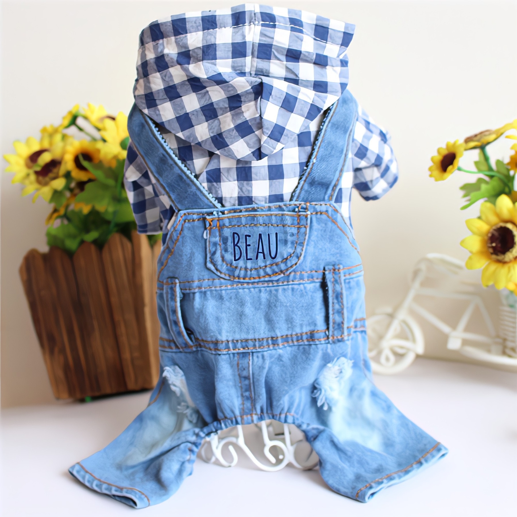 Personalized Cute Pets Denim Hoodie | BKPet180