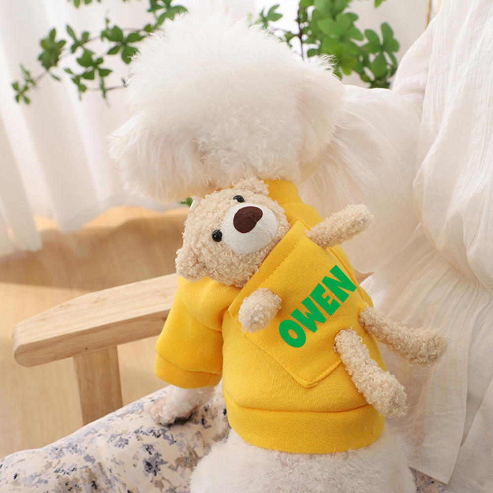 Personalized Pet Lovely Plush Warm Shirt With Bear | BKPet236